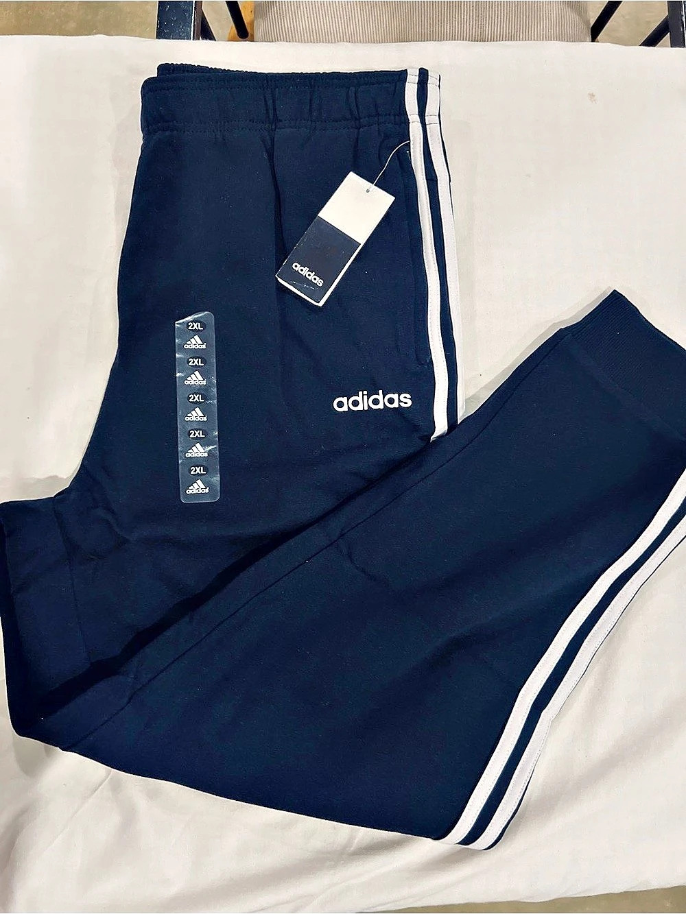 adidas Essentials 3-Stripes French Terry Tapered Pants Men's Blue 2XL
